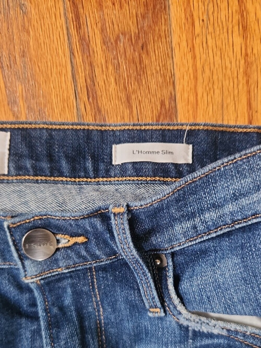 Frame Denim Men's Distressed Blue Slim Straight Jeans - Picture 3 of 4
